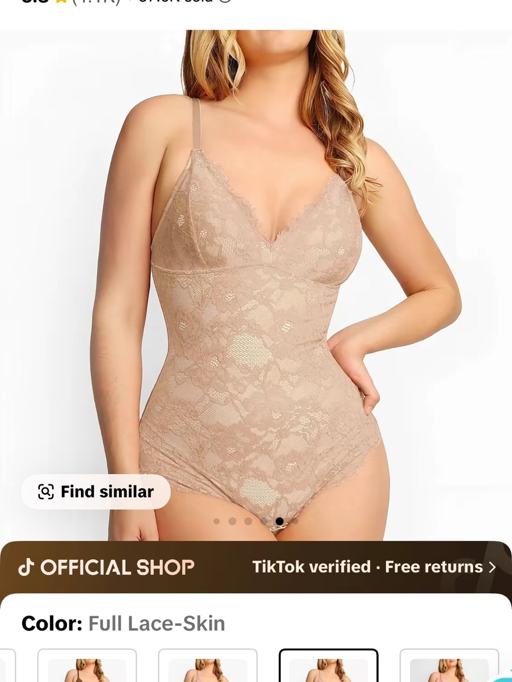 Popilush Nude Lace Bodysuit Shapewear Teddy Lingerie 3XL